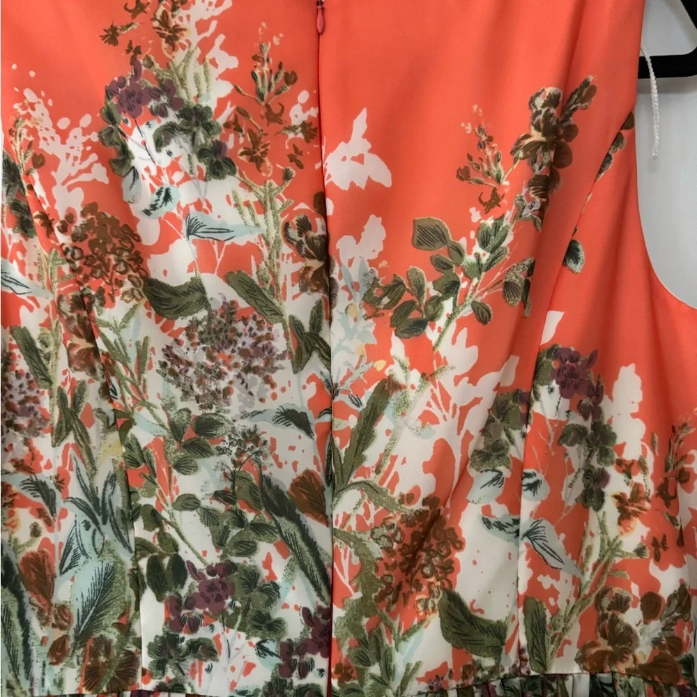 Adrianna Papell Orange Green Pleated Maxi Dress size 12 - Picture 4 of 11